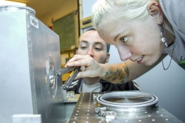 students working in the gravity lab